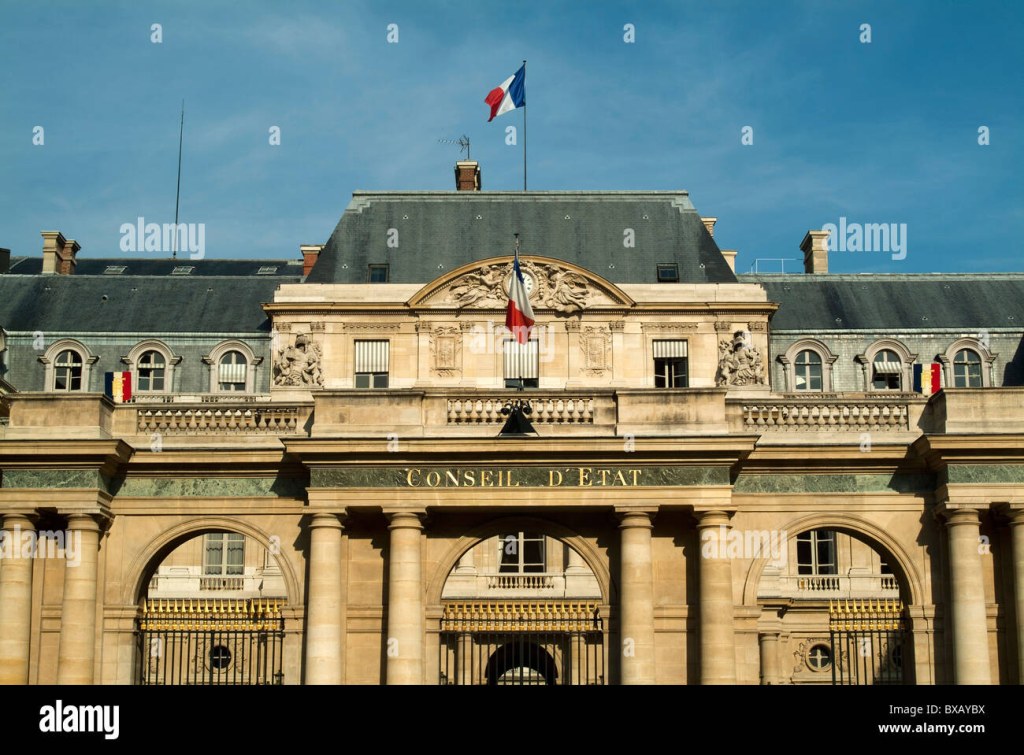 french political building - French flags flying outside the Conseil d