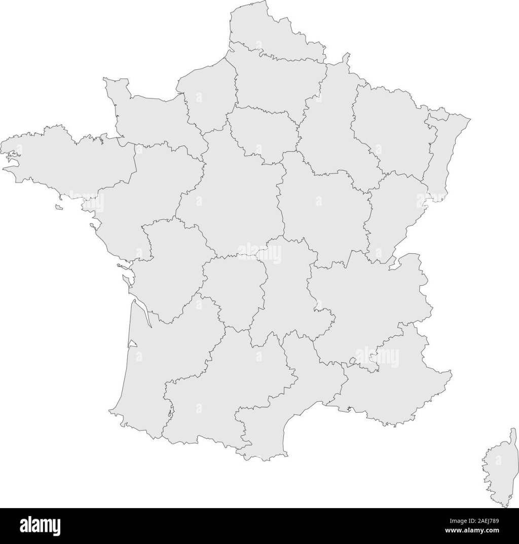 france political blank map - French france country map outline Schwarzweiß-Stockfotos und
