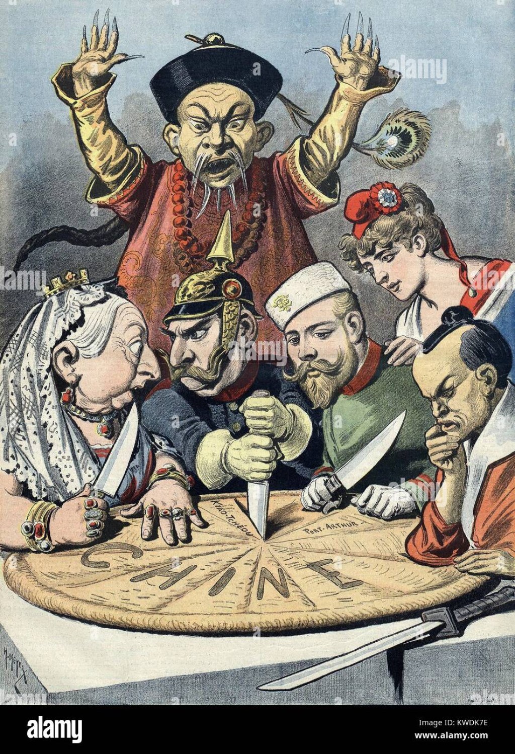 french political cartoon shows europeans carving up china
