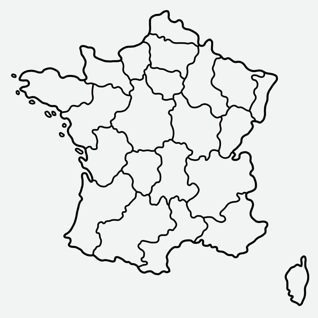 france political blank map - Gekritzel-Freihand-Zeichnung der Karte von Frankreich